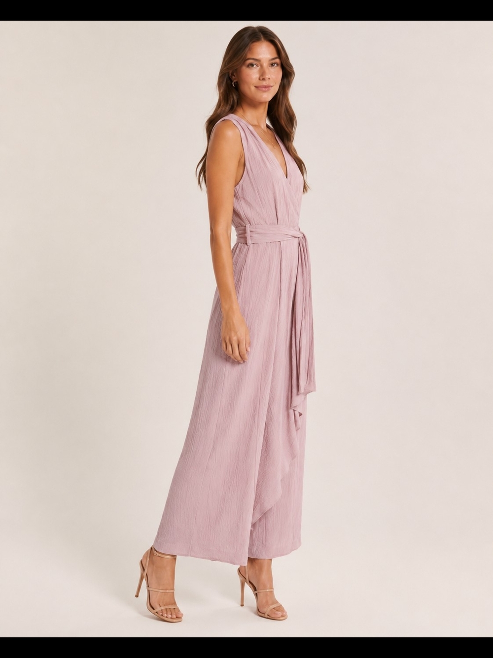 Calvin Klein Dusty Rose Wrap Tie Pants Jumpsuit Size 2 - Picture 2 of 12